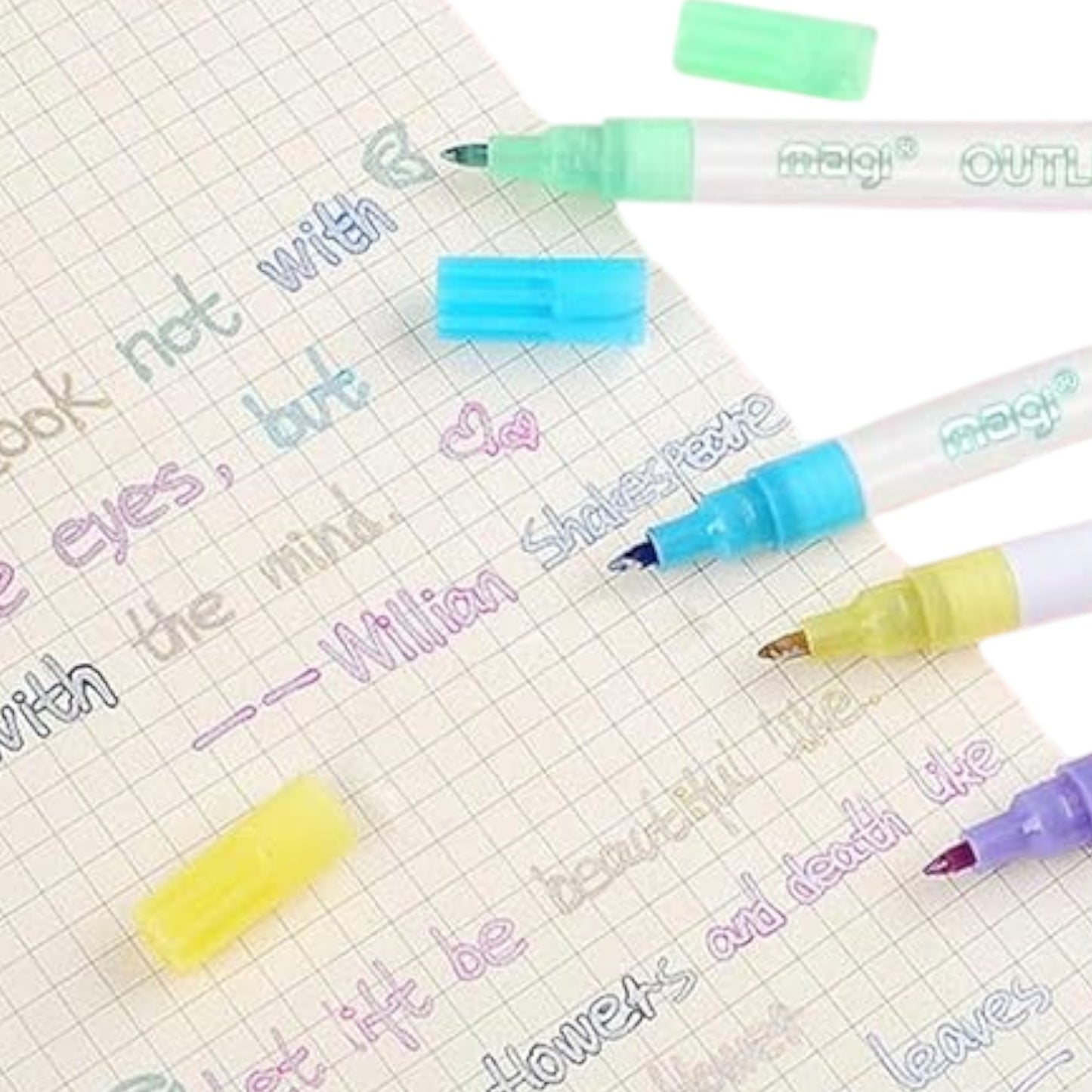 Double Line Outline Pen, Self-Outline Metallic Markers, 12 & 24 Colors