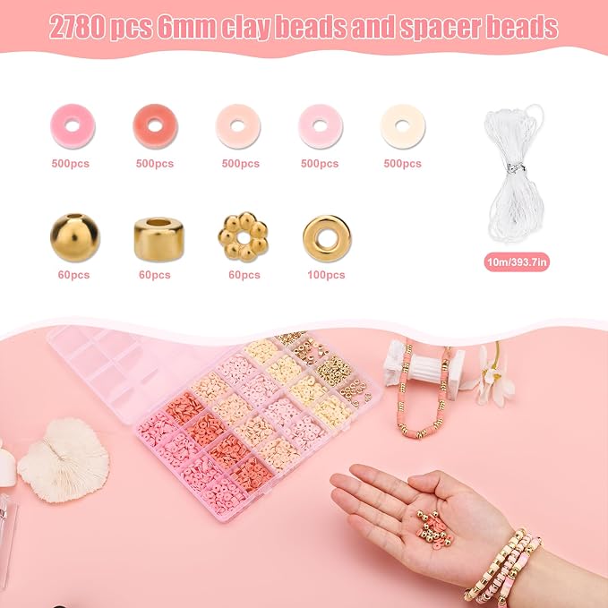 2780pcs Beads Bracelet Making Kit, Spacer Beads with Storage Box