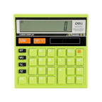 Elite Stationery House Deli 12-digit dual power calculator in bright green with 120-step check and correct function