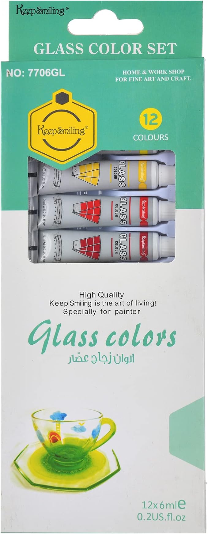 Glass tubes paint set, 12 colors, 6m