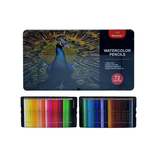 Macaron Water Color Pencils Shades | 3.3mm Soft Thick Lead Water Soluble Colour Pencils for Kids & Artists | Smooth Blending Sketching Drawing Set (72)