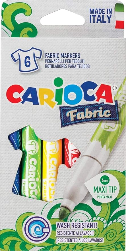 Carioca fabric liner textile t-shirt permanent marker, 6 - 10 - 12 colors