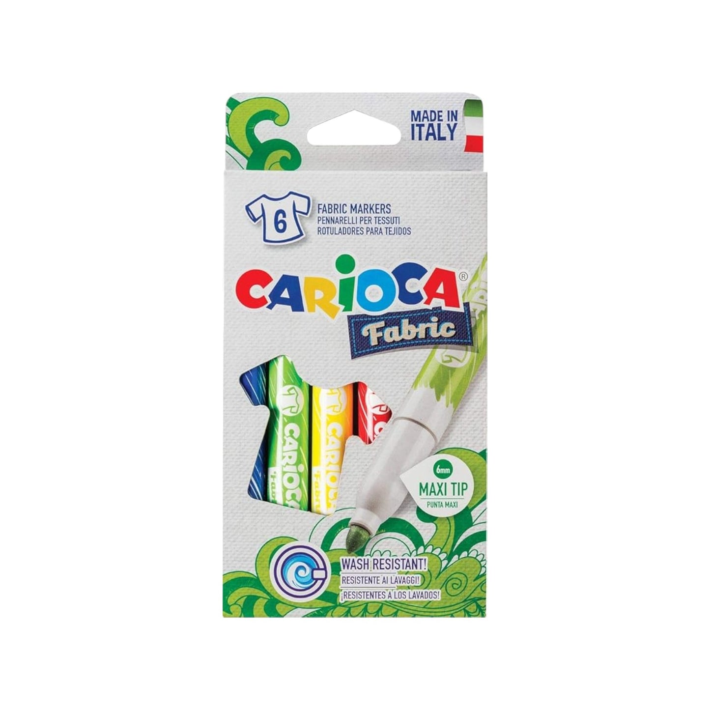 Carioca fabric liner textile t-shirt permanent marker, 6 - 10 - 12 colors