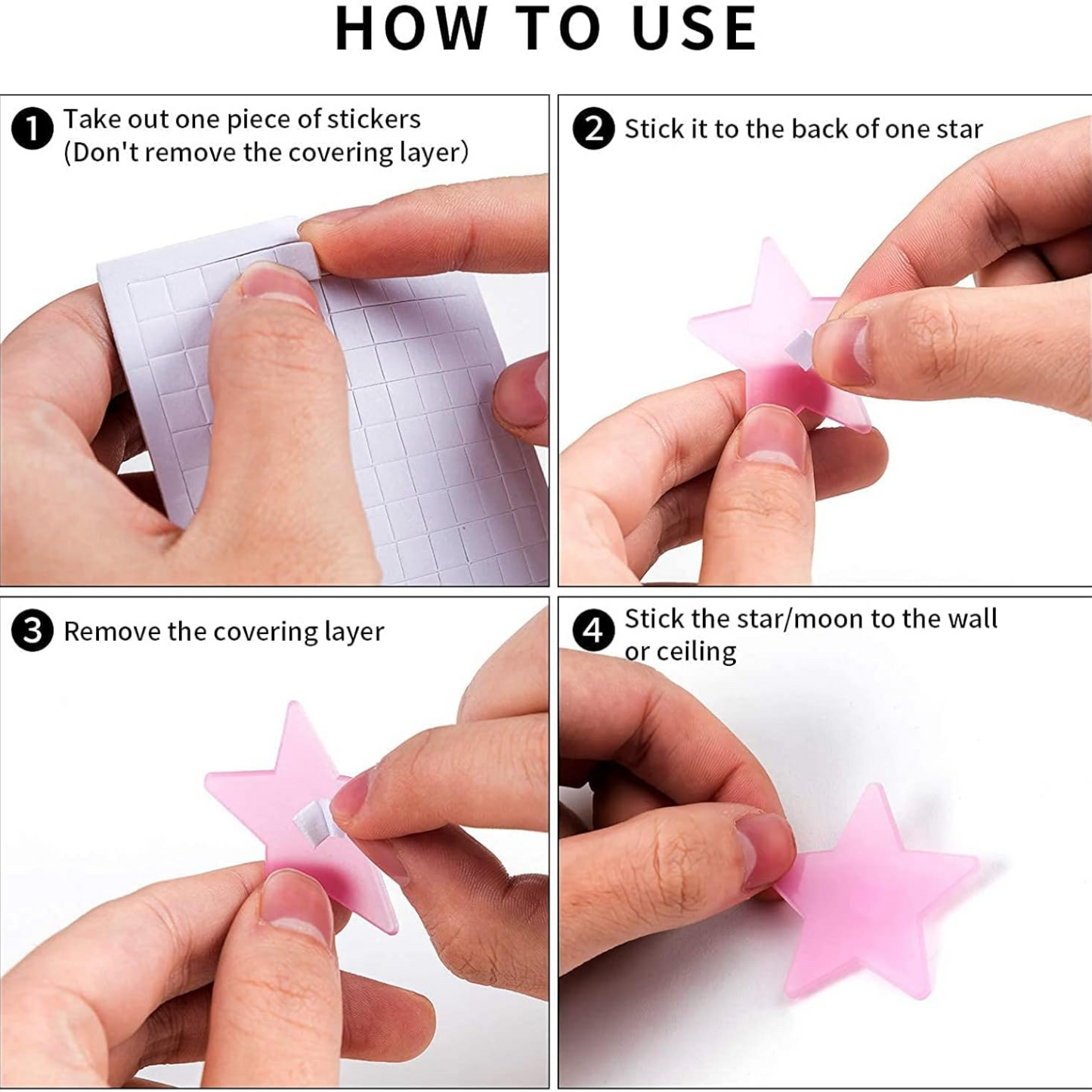 100pcs Plastic 3D Stars Glow in the Dark Stickers