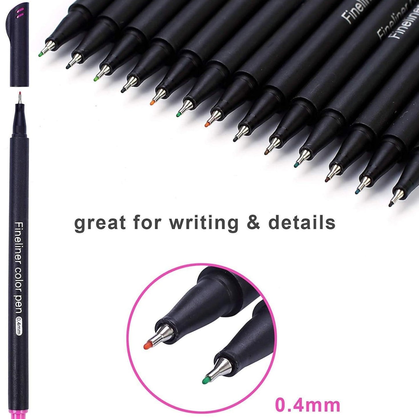Fineliner Color Pen Set 0.4mm 12 & 24 Pens