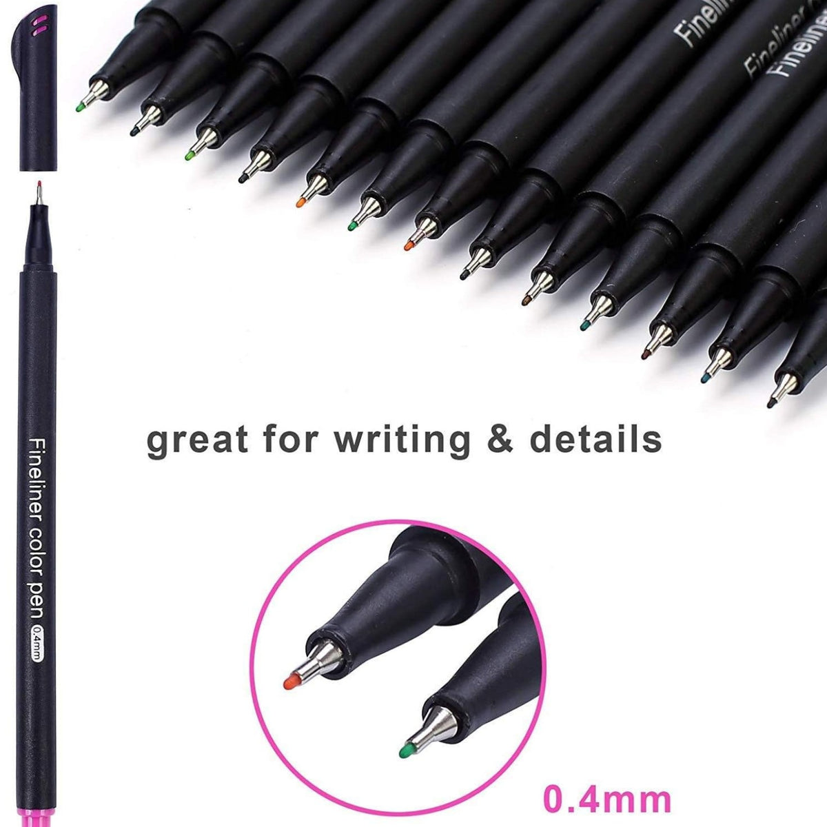 Fineliner Color Pen Set 0.4mm 12 & 24 Pens