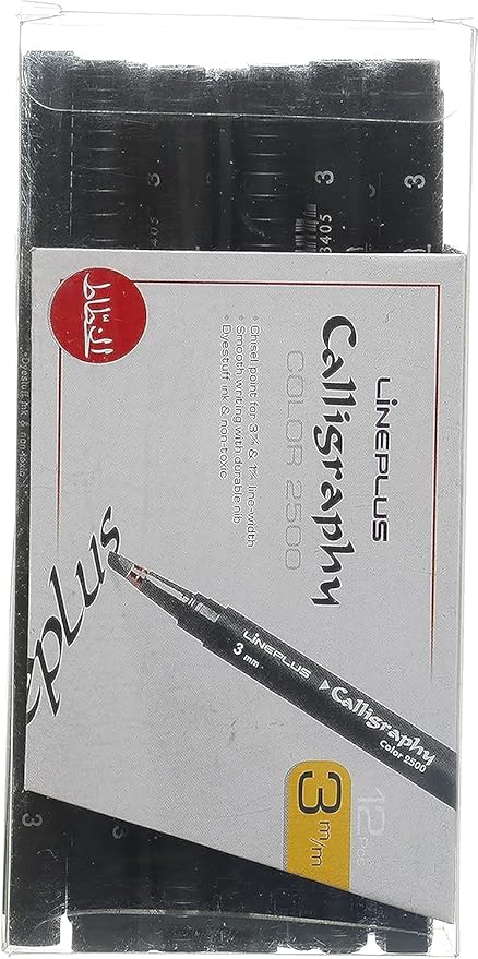 Calligraphy Pen, 2500 - 3.0 mm, Set of 12 Pieces - Black