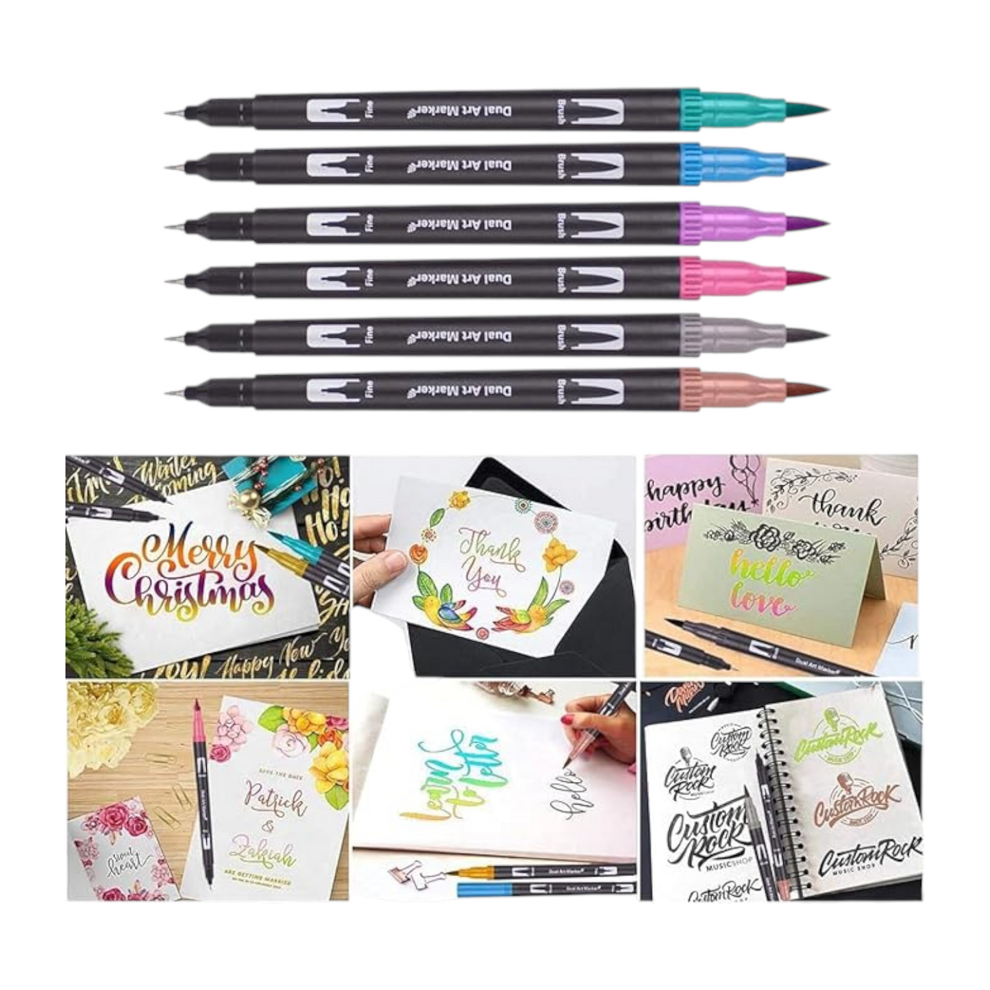 Brush Pens Dual Brush Fine Tip Drawing Pens  Pack of 60