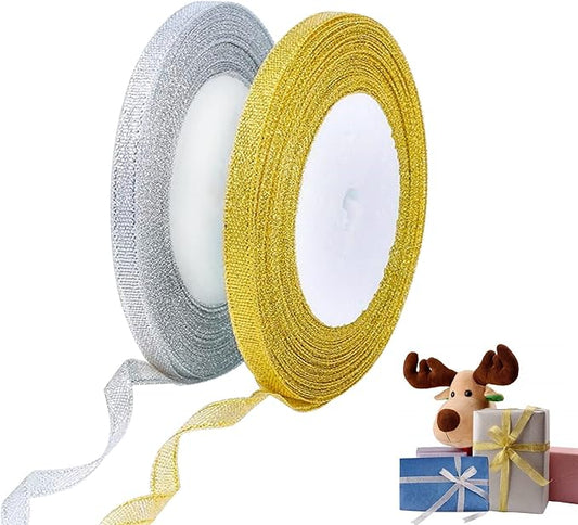 Rolls of Glitter Organza Ribbon ,1 cm x 23 Meters