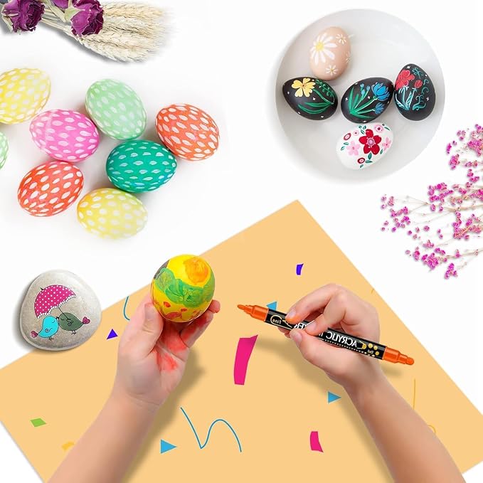 24 Colors Dual Tip Acrylic Paint Pens Markers