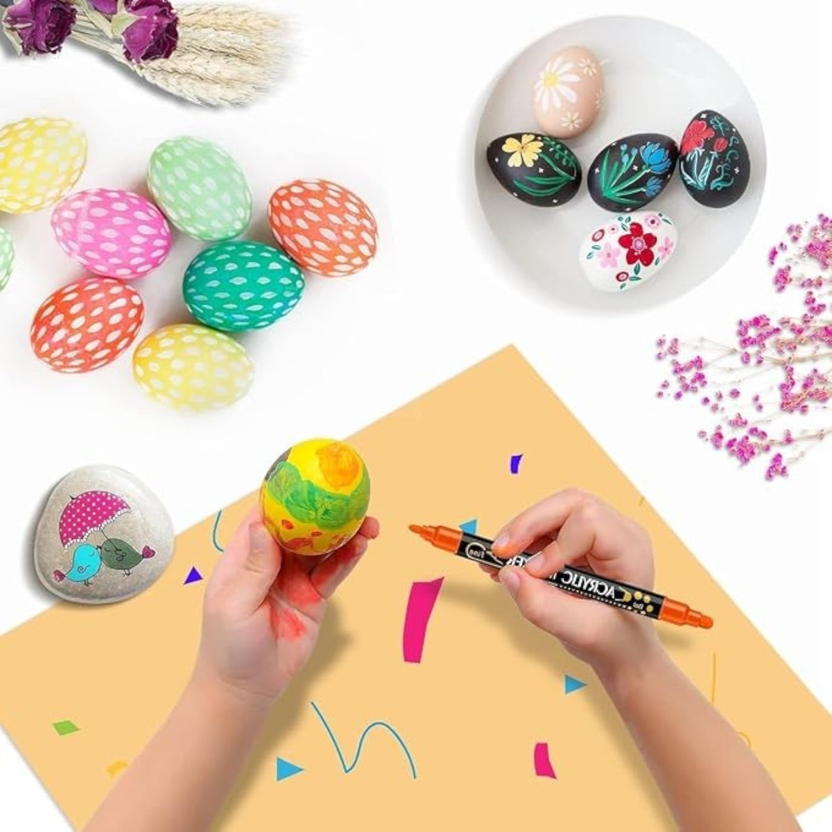 24 Colors Dual Tip Acrylic Paint Pens Markers
