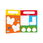 Elite Stationery House wipe-clean pen control book for kids featuring butterfly, egg, and stocking tracing exercises.