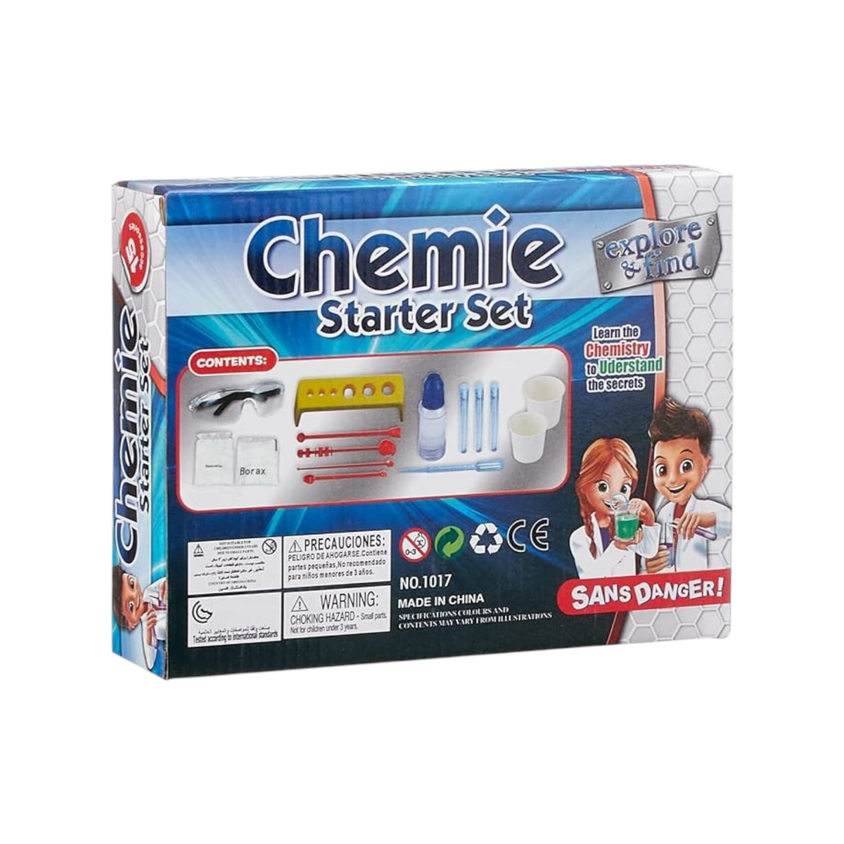 Elite Stationery House Chemie Starter Set with lab equipment, safety goggles, and chemicals for kids science projects