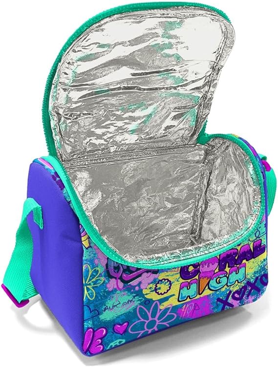 Coral High Kids Thermal Lunch Bag - Lavender Water Green Graffiti Patterned