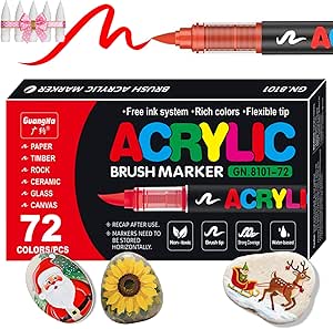 Soft Brush Tip Acrylic Markers, Quick-Drying Waterproof
