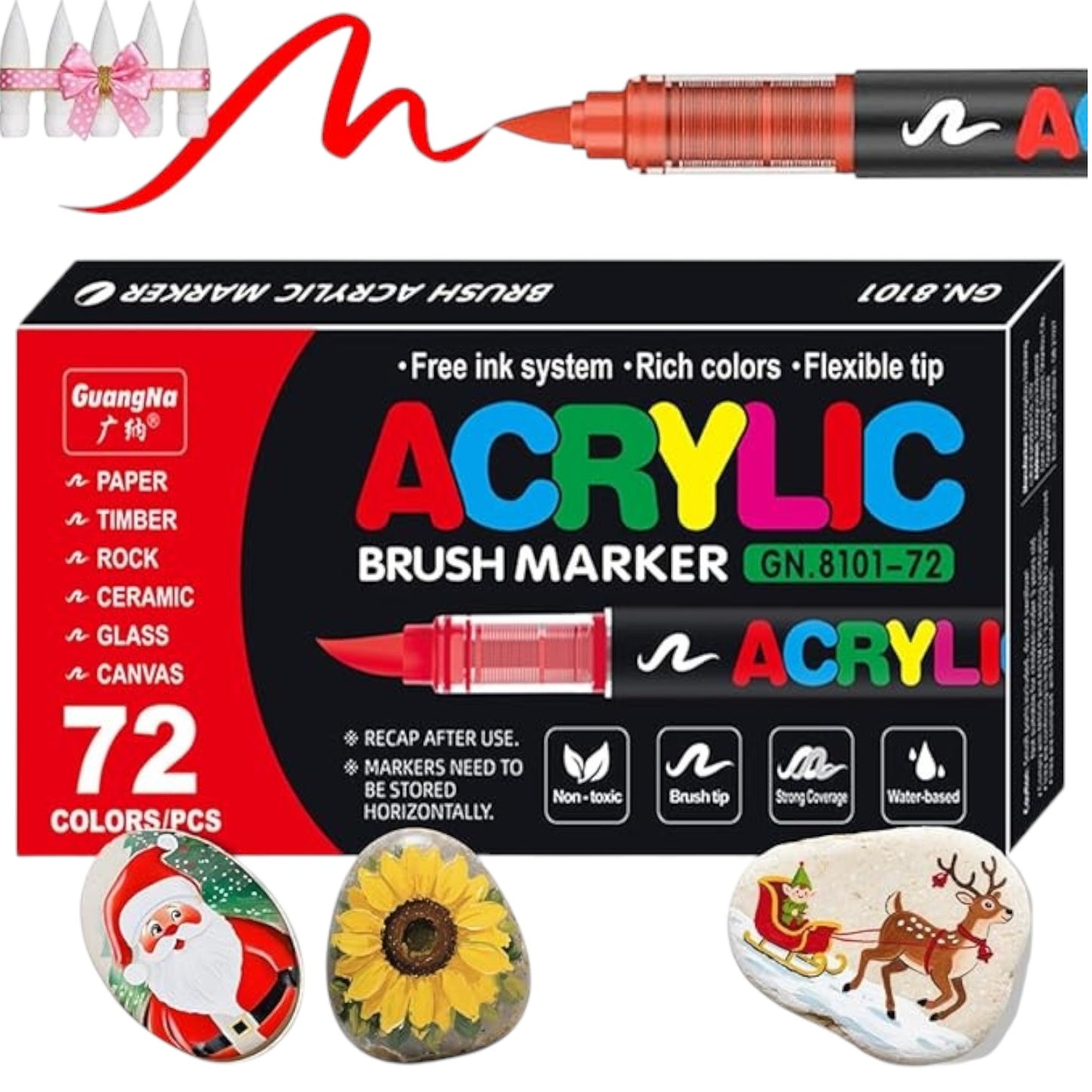 Soft Brush Tip Acrylic Markers, Quick-Drying Waterproof