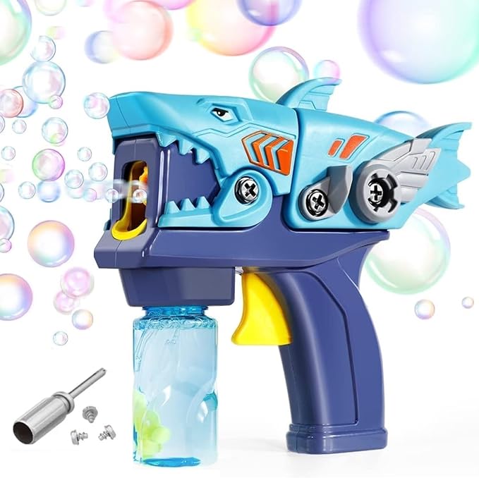 2-in-1 Assembling Bubble Blower with Music & Light, Includes 2 Bottles Refill