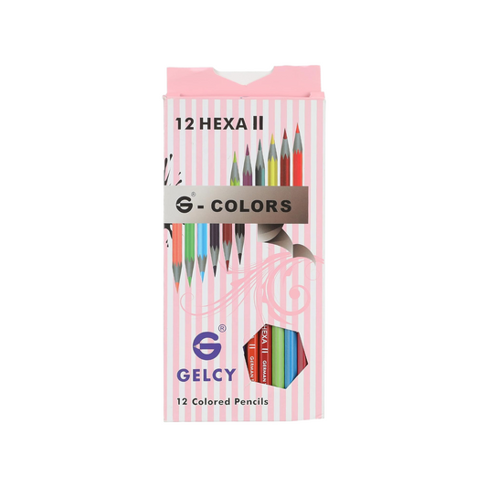 Gelcy hexa long colored pencils pack of 12 colors - multi color