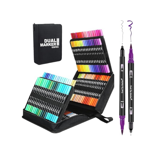 Brush Pens Dual Brush Fine Tip Drawing Pens  Pack of 120