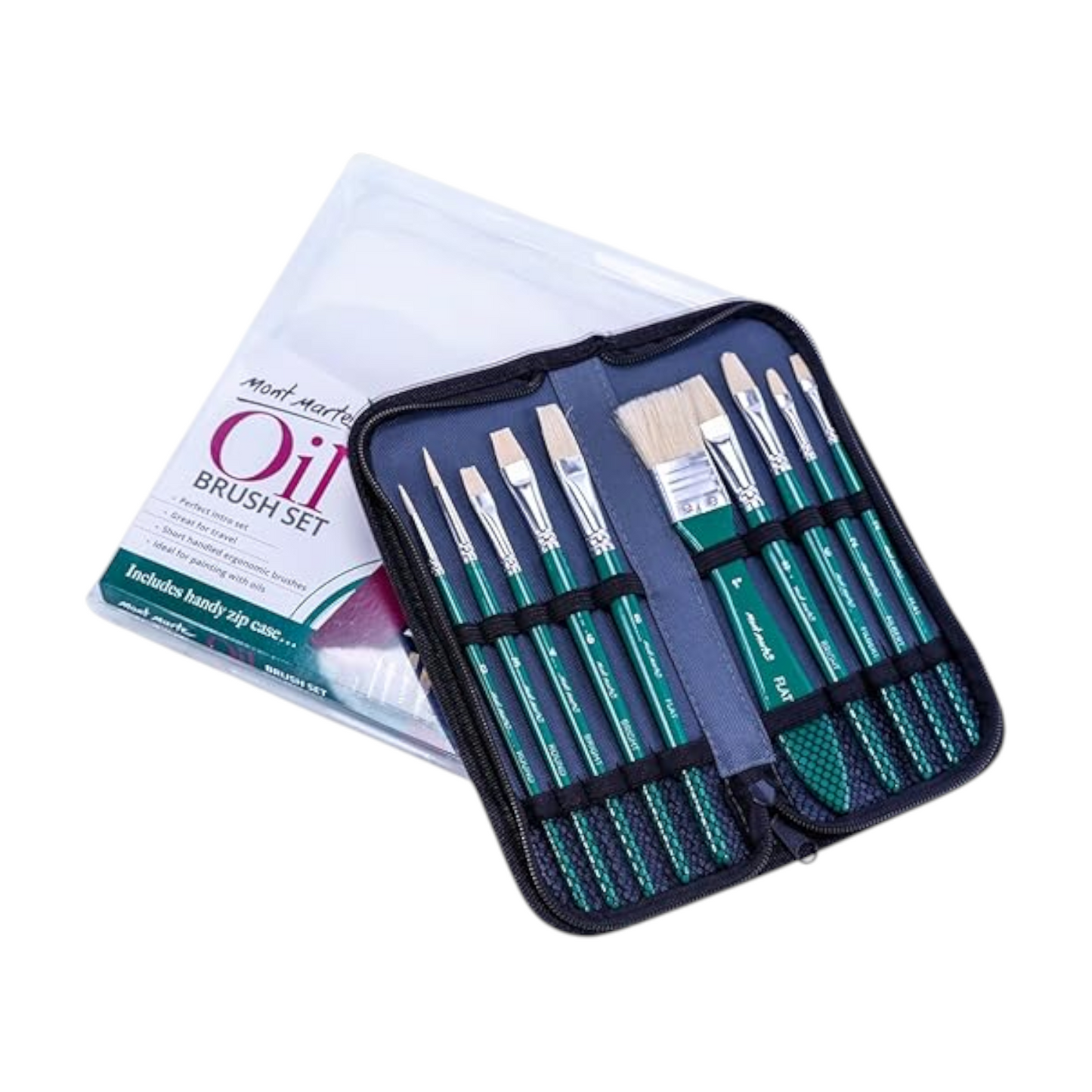 Mont Marte Set Of 10 Pieces Of Professional Oil Brush