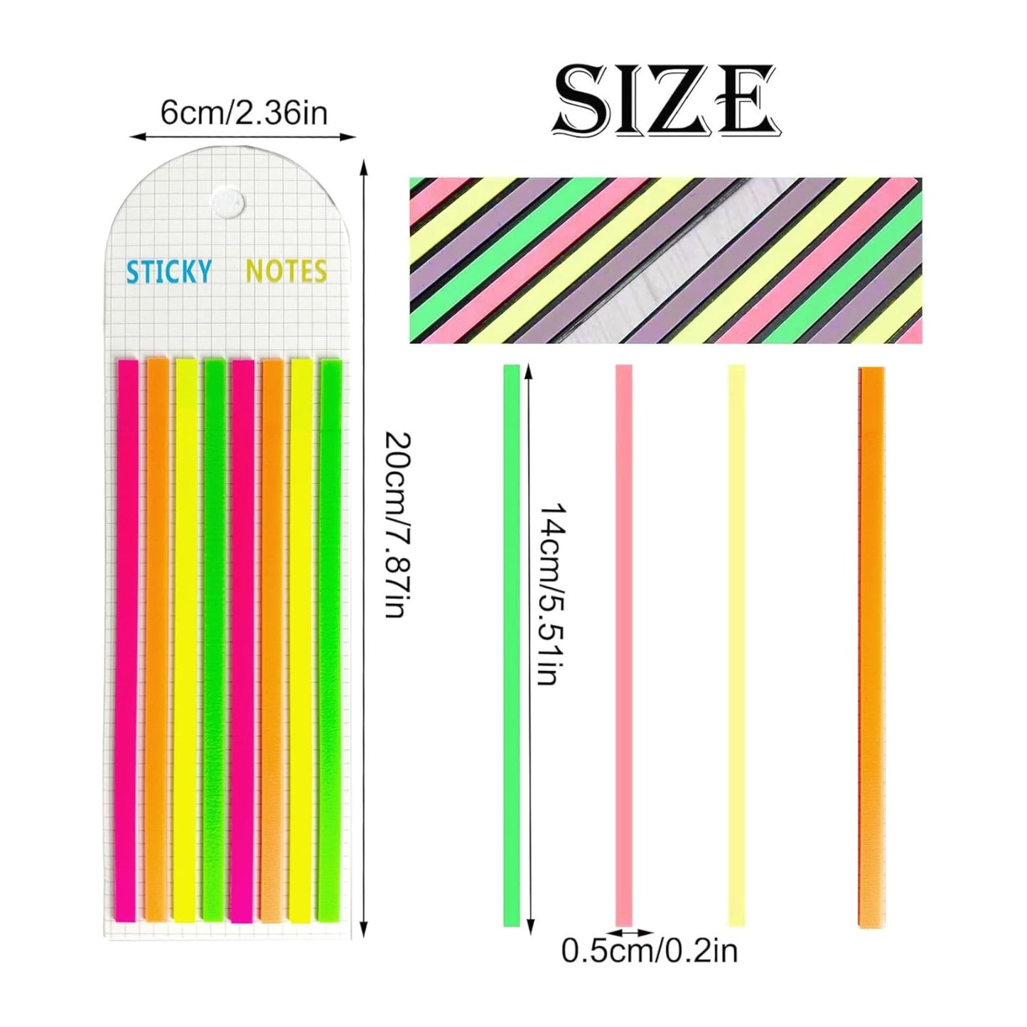 Transparent Long Page, Index Tabs Multicolor, Set Of 160 Sheets