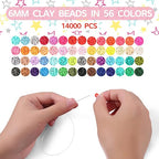 Clay Beads Bracelet Making Kit, 14610pc Set in 56 Colors