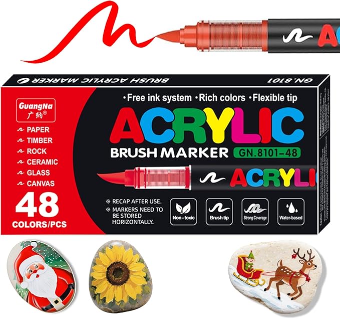 Soft Brush Tip Acrylic Markers, Quick-Drying Waterproof