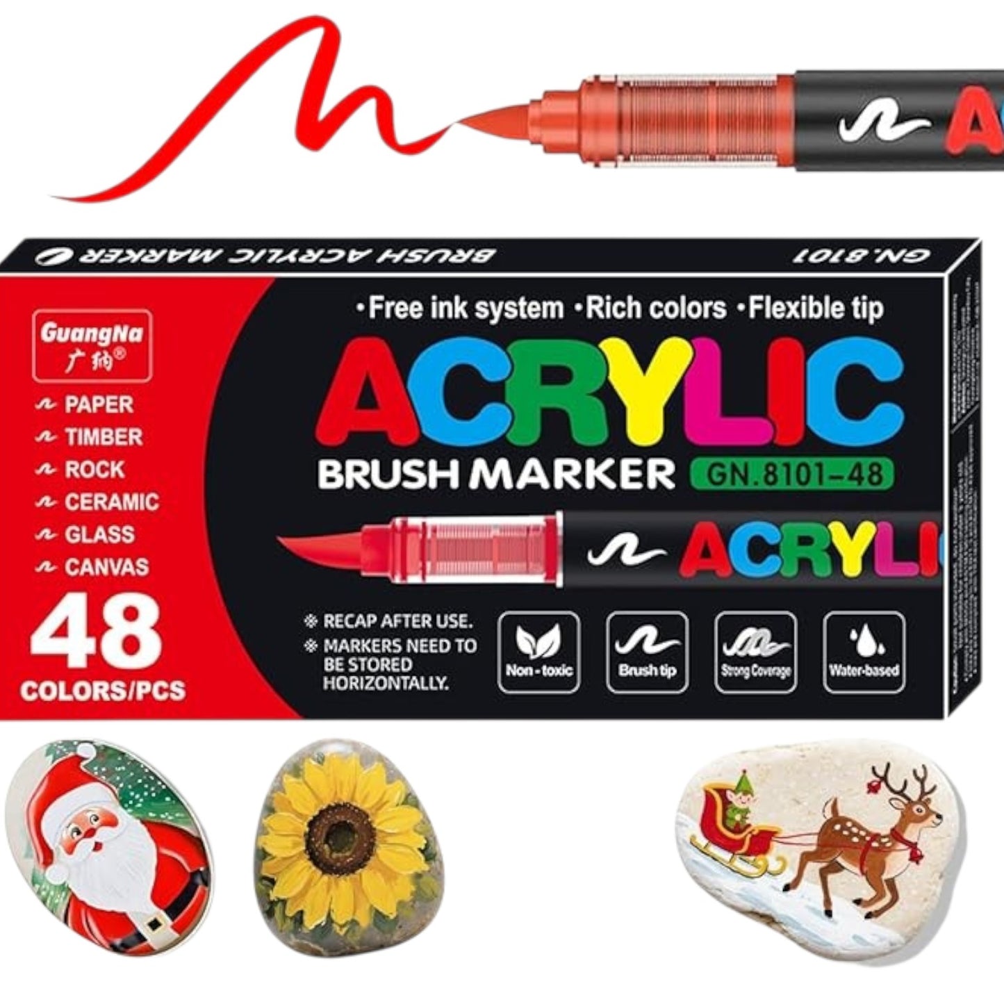 Soft Brush Tip Acrylic Markers, Quick-Drying Waterproof