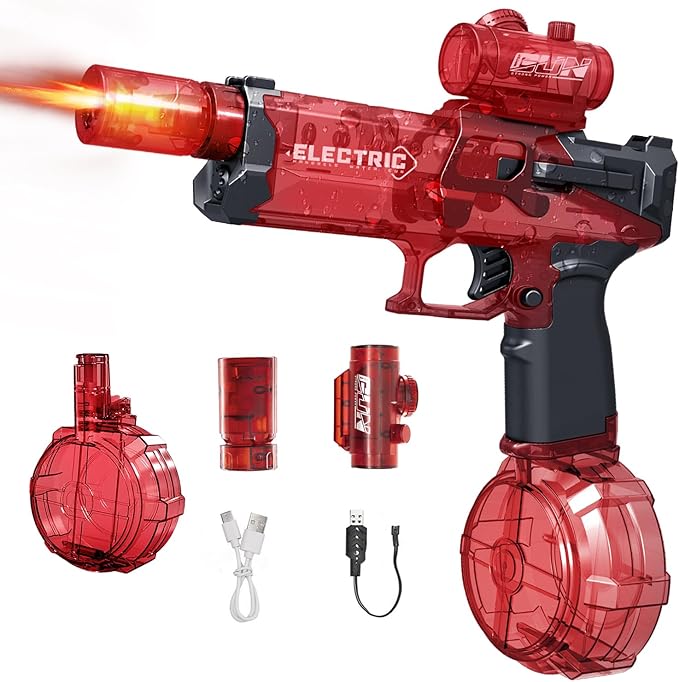 Electric Water Gun with Realistic Flame Light Effects Simulated Recoil Rechargeable