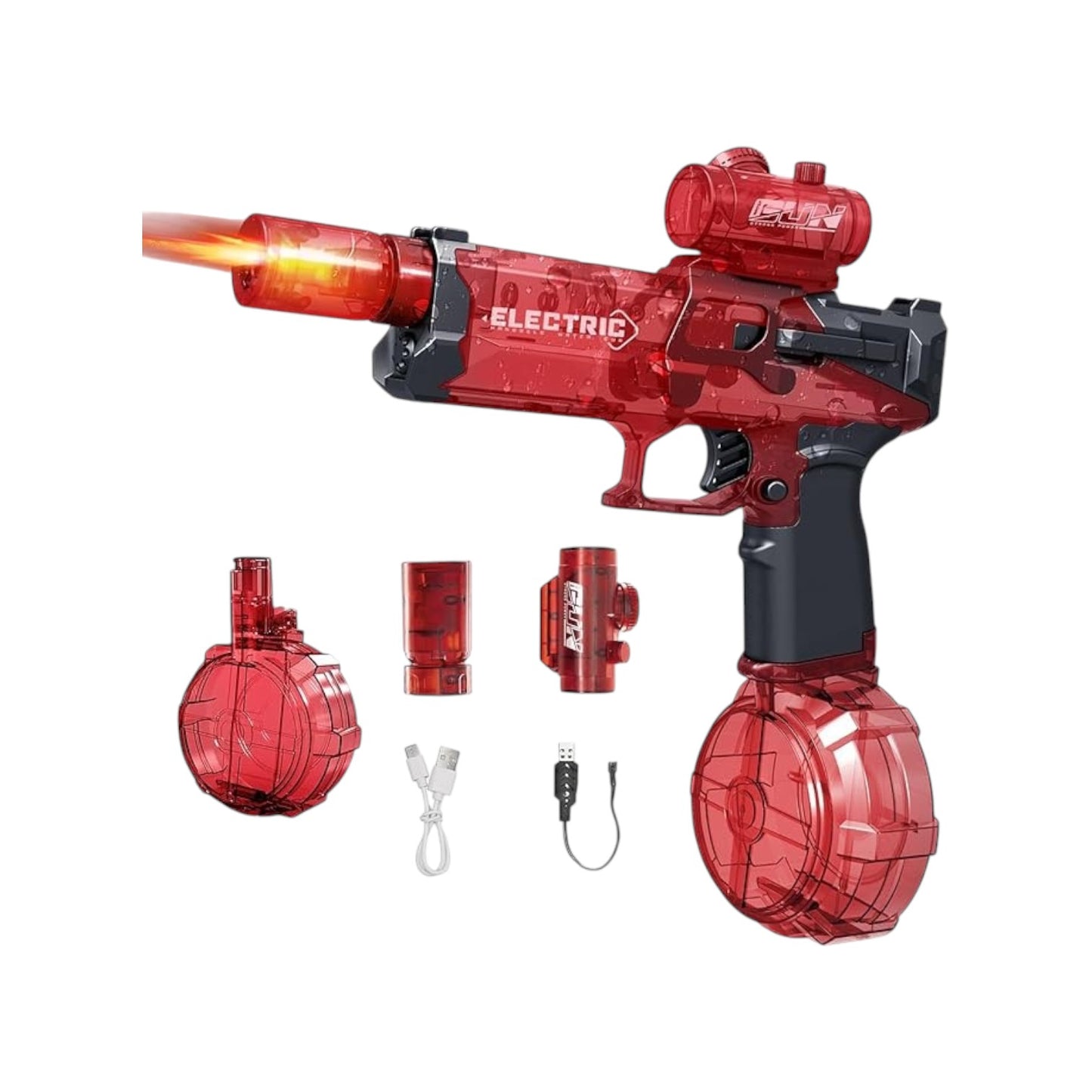 Electric Water Gun with Realistic Flame Light Effects Simulated Recoil Rechargeable
