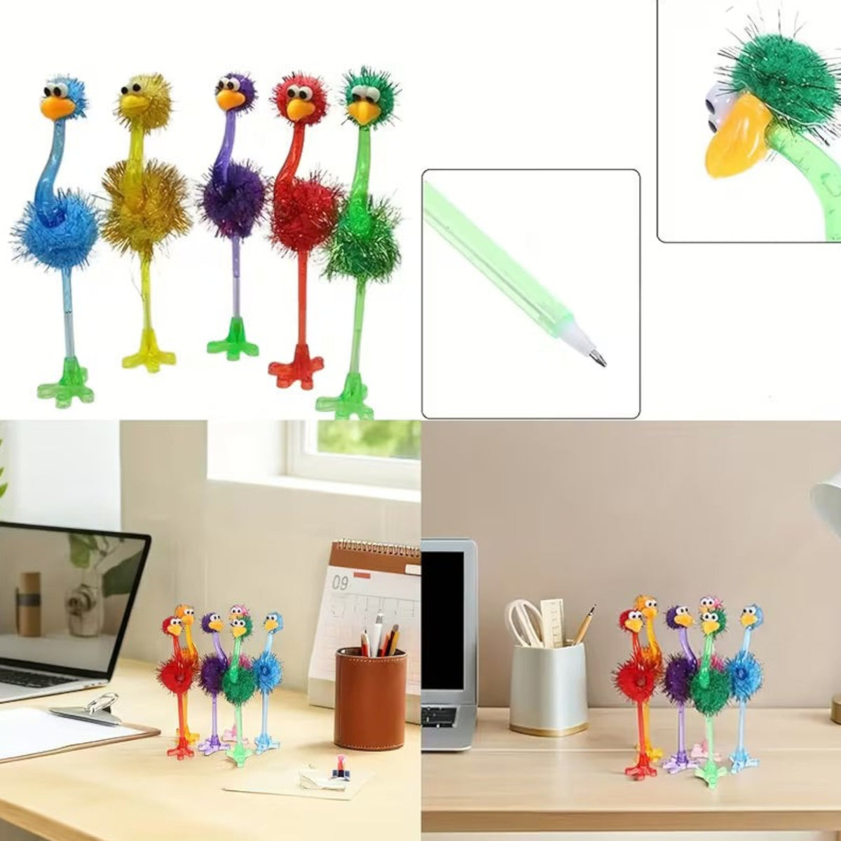 Vibrant Ostrich Themed Pens