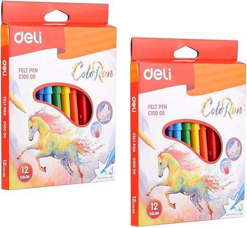 Deli C100 20 Felt Pen Washable Colors Pack Of 24 Colors 1.0 mm
