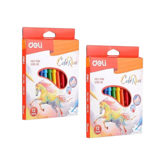 Deli C100 20 Felt Pen Washable Colors Pack Of 12/18/24 Colors 1.0 mm