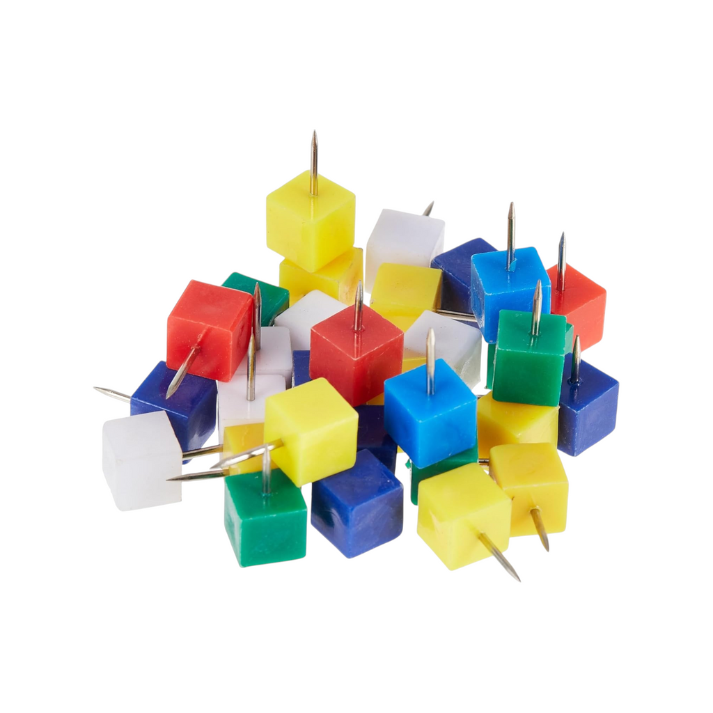 Elite Stationery House Mintra multi-color square push pins with sharp metal needles for office and school organization