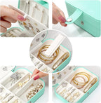 Small Double-Layer Travel Jewelry Box and Organizer