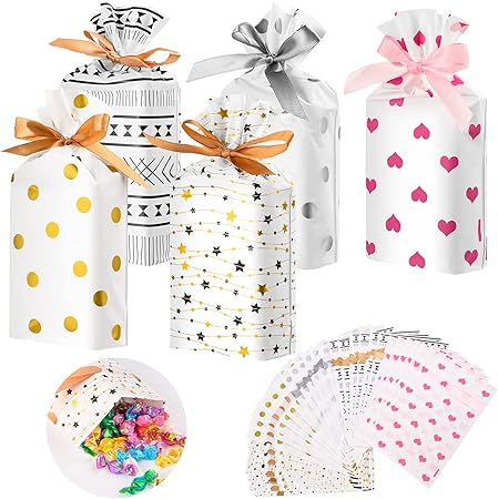 30 Plastic Gift Bags with Drawstring