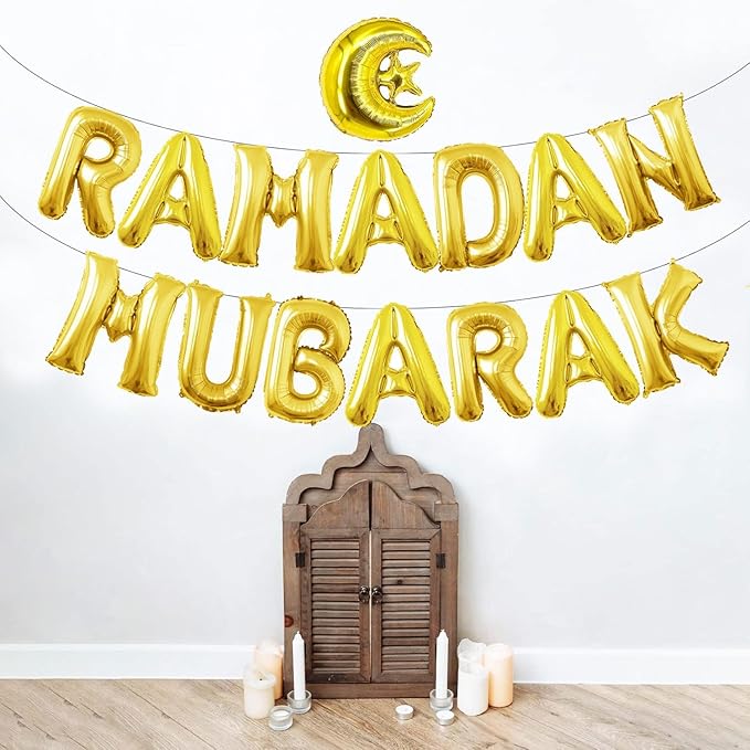Ramadan Mubarak Balloons - 2pcs Set: Banner