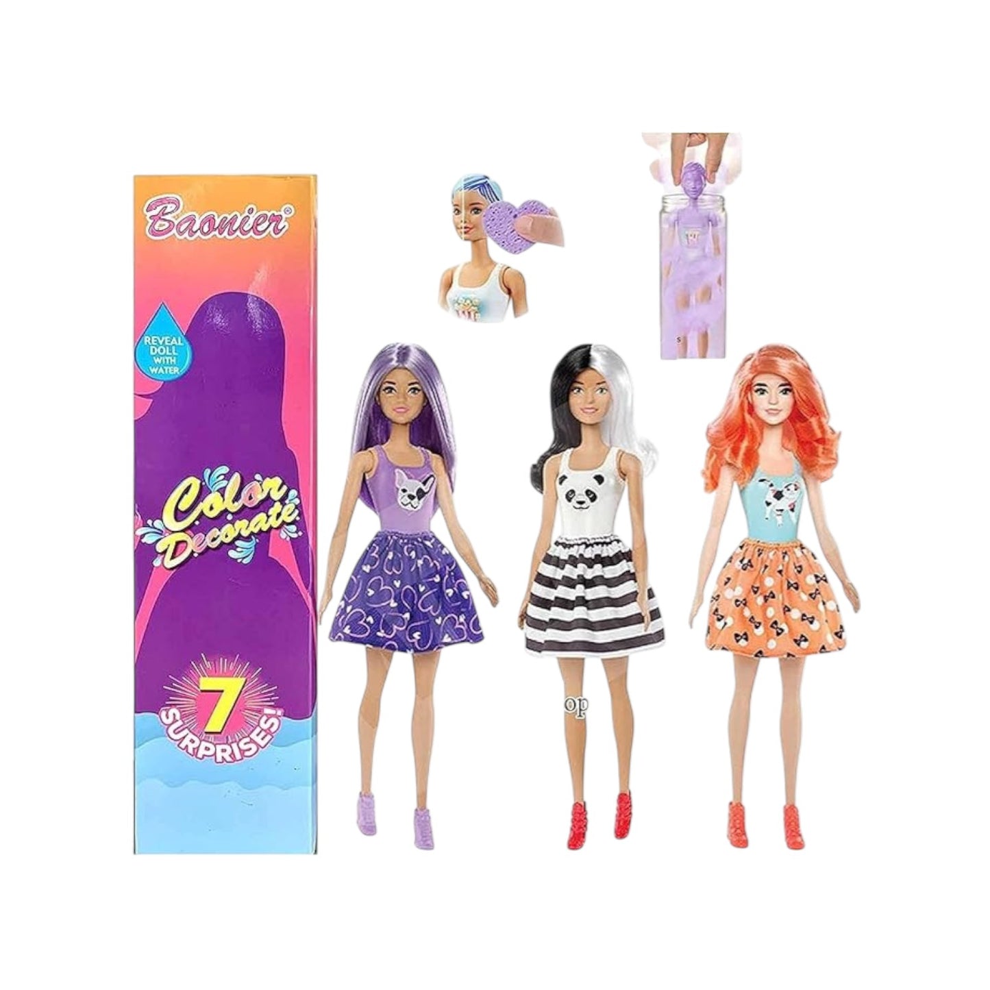 Color Reveal Doll with 7 Surprises 4 Mystery Bags