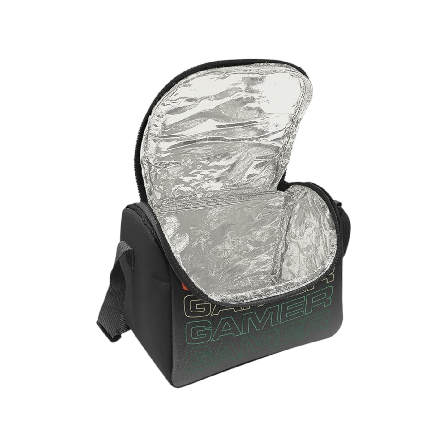 Coral High Kids Black Gray Gamer Patterned Thermo Lunch Bag