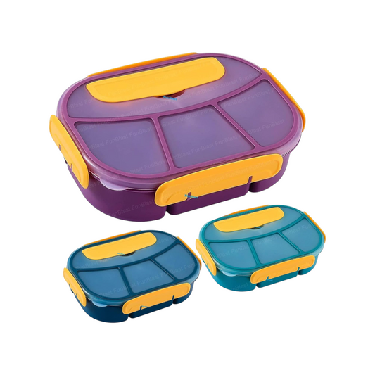 FunBlast Bento Lunch Box for Kids – 4 Compartment Leak-Proof BPA Free Lunch Box with Spoon