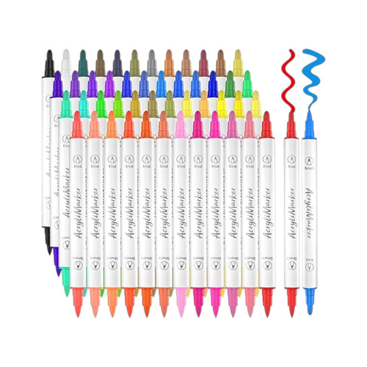 48 Colors Acrylic Paint Pens Markers, Dual Tip with Medium Tip and Brush Tip