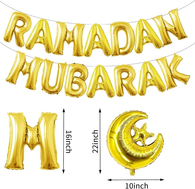 Ramadan Mubarak Balloons - 2pcs Set: Banner