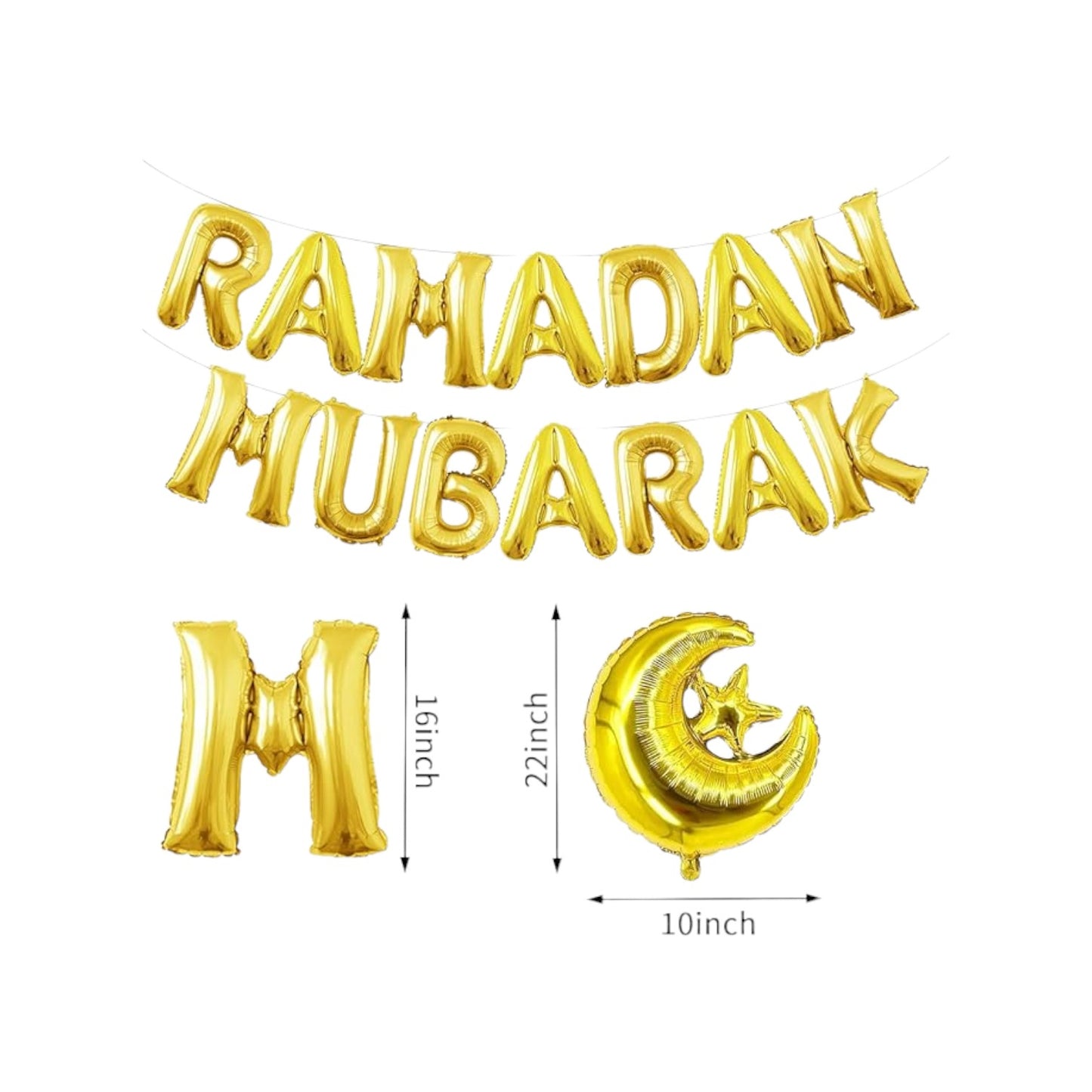 Ramadan Mubarak Balloons - 2pcs Set: Banner
