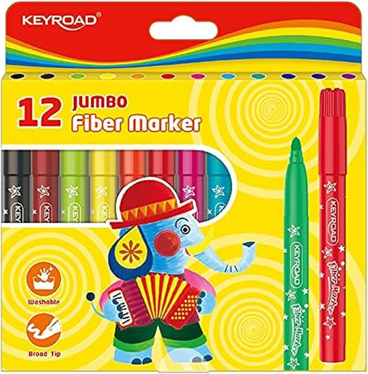 Keyroad Jumbo Felt Tip Pens, 12 Pieces, Robust 5 mm