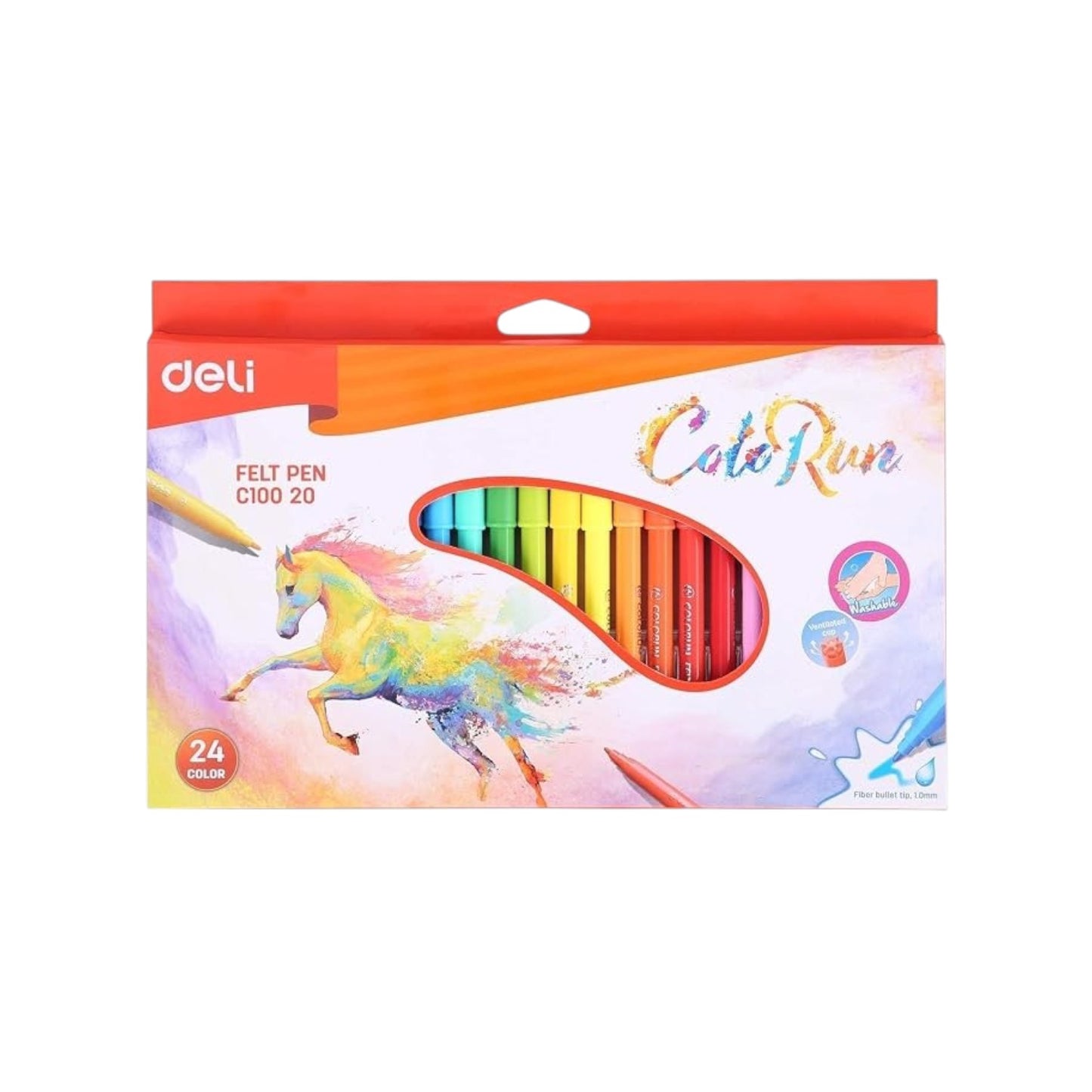 Deli C100 20 Felt Pen Washable Colors Pack Of 12/18/24 Colors 1.0 mm