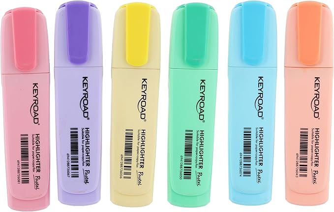 Set of 6 fluorescent pens Pastel Keyroad Model KR972174