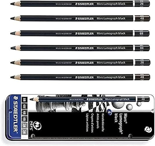 STAEDTLER Grade 6 Pencil Set, Metal Stapler - Black