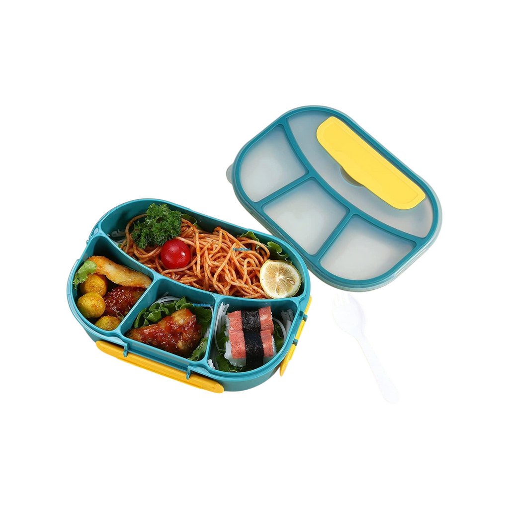 FunBlast Bento Lunch Box for Kids – 4 Compartment with Spoon