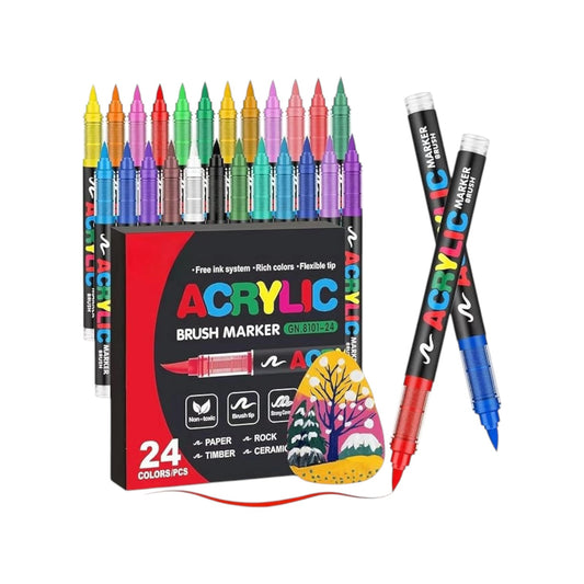 24 Color Paint Pens, Acrylic Markers, Soft Brush Tip Paint Pens and Paint Markers