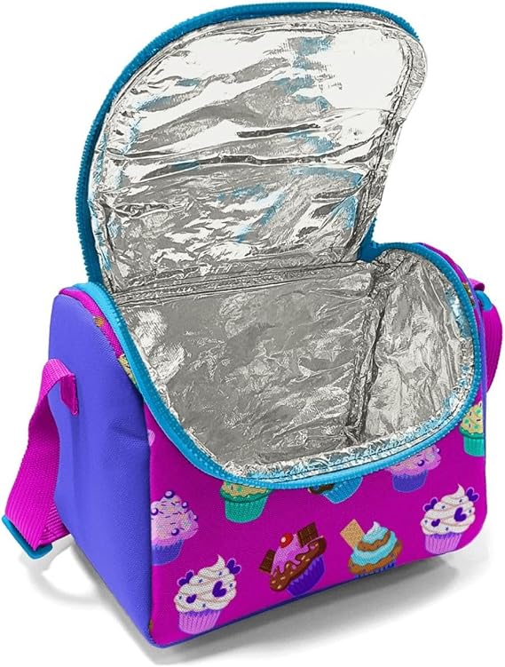 Coral High Kids Thermal Lunch Bag - Lavender Pink Cupcake Patterned